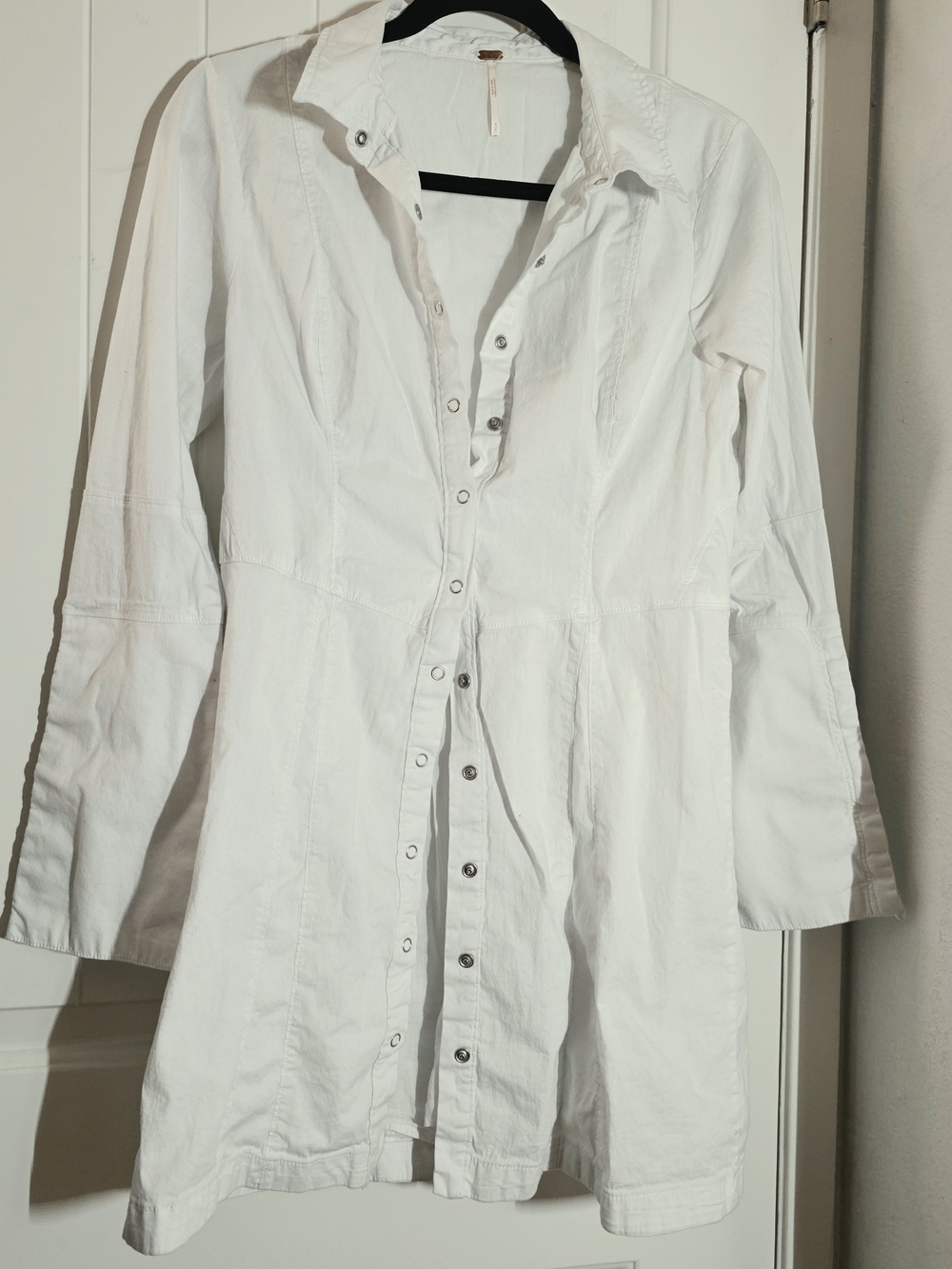 Free People White Button-Down Tunic Dress